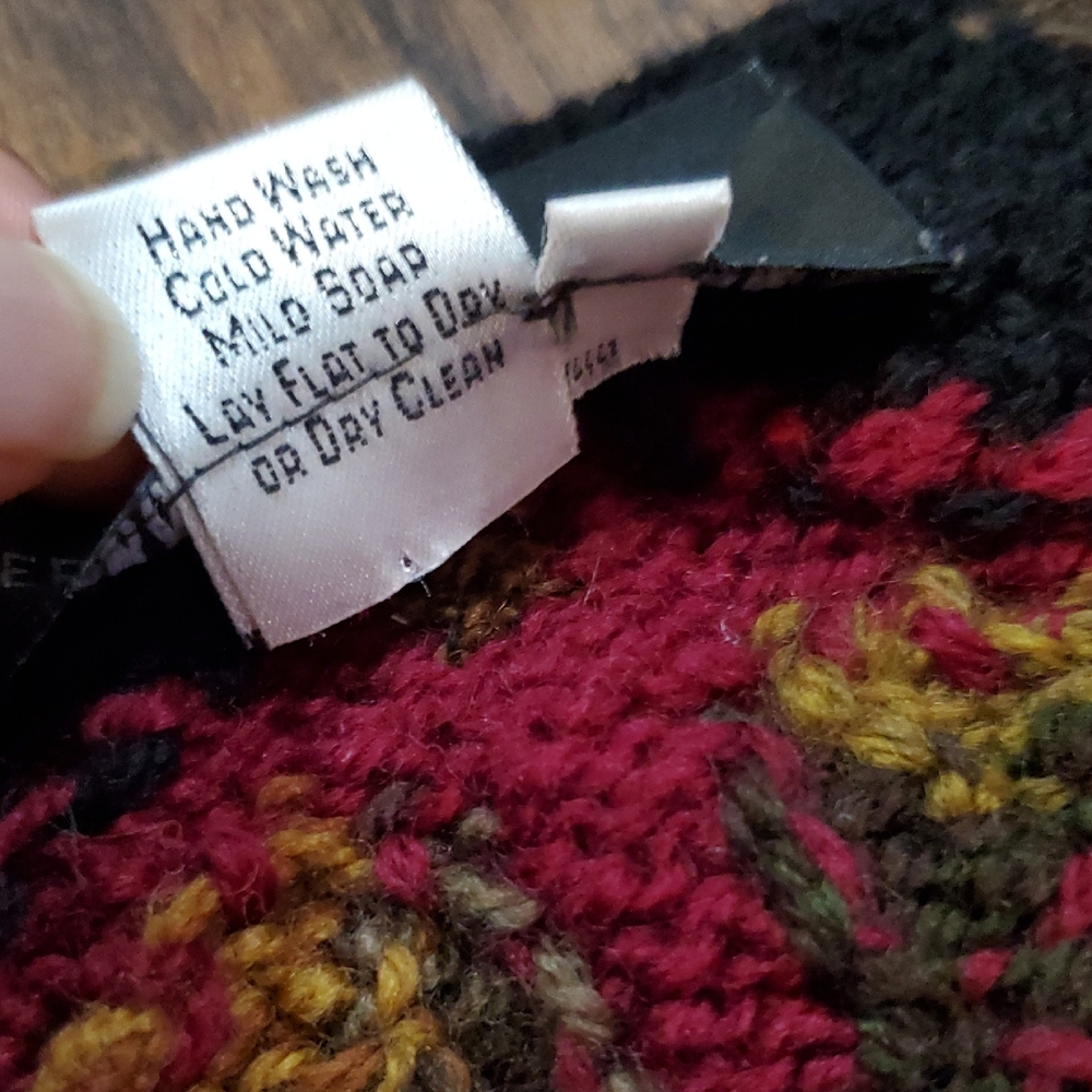 Peruvian Connection Burgundy Multi-Color Knit Maxi Vest - Picture 4 of 11